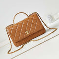 Chanel AS4232 Small Flap Bag With Top Handle Lambskin Brown - Default Title - View 1