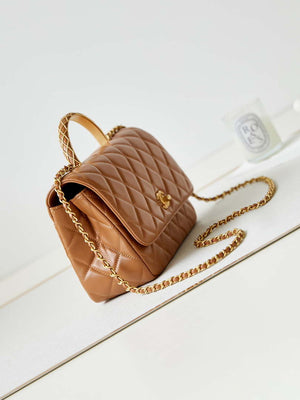 Chanel AS4232 Small Flap Bag With Top Handle Lambskin Brown - Default Title - View 2