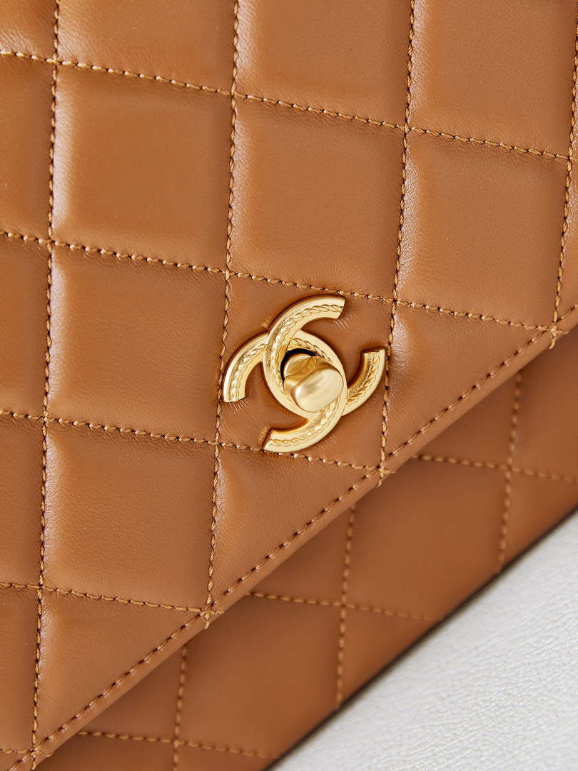 Chanel AS4232 Small Flap Bag With Top Handle Lambskin Brown