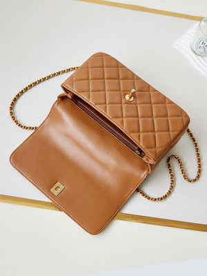 Chanel AS4232 Small Flap Bag With Top Handle Lambskin Brown - Default Title - View 7