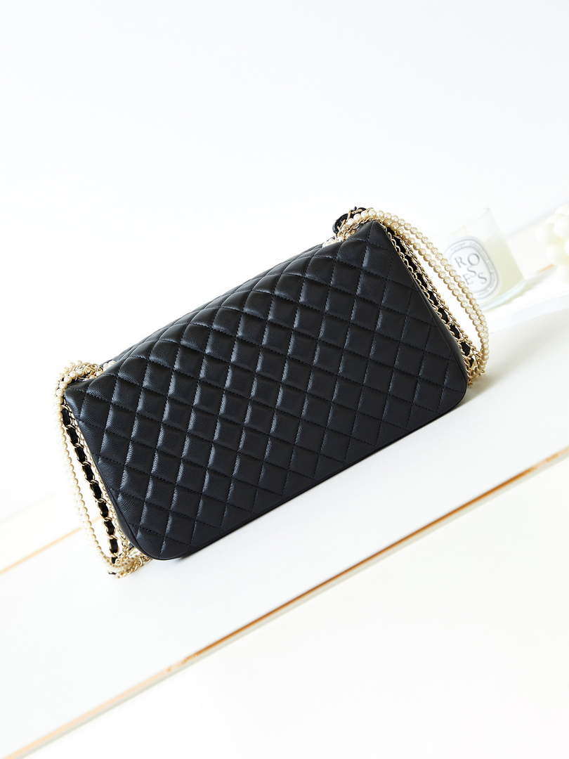 Chanel AS4245 Flap Bag Lambskin With Pearl & Metal Chain Black - Default Title - View 4