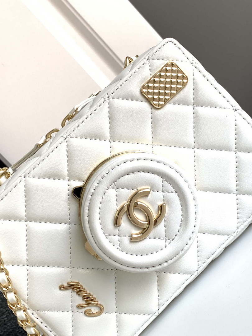 Chanel AS4817 Camera Case White Lambskin Bag