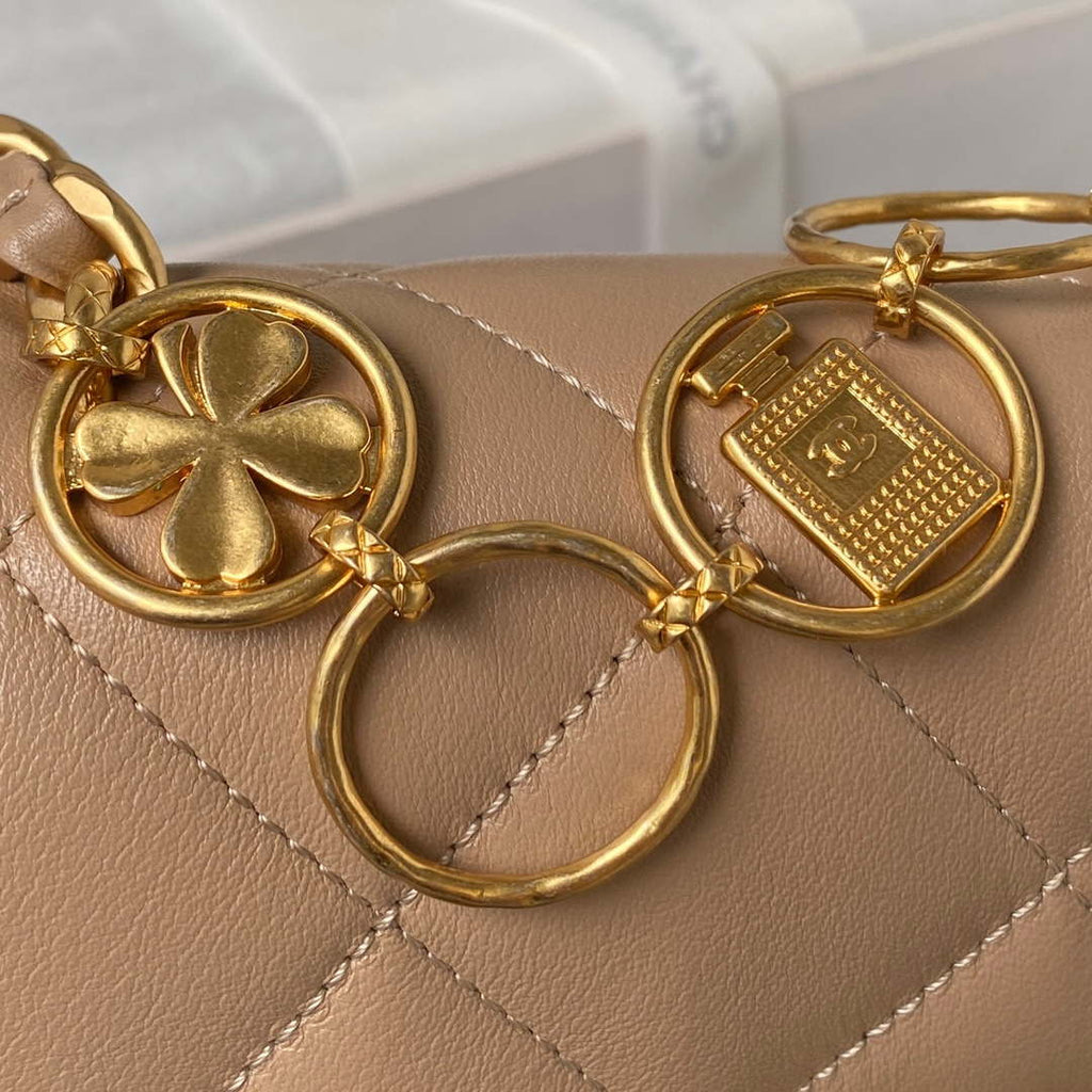 Chanel AS4274 Mini Flap Crossbody Bag Lambskin Apricot