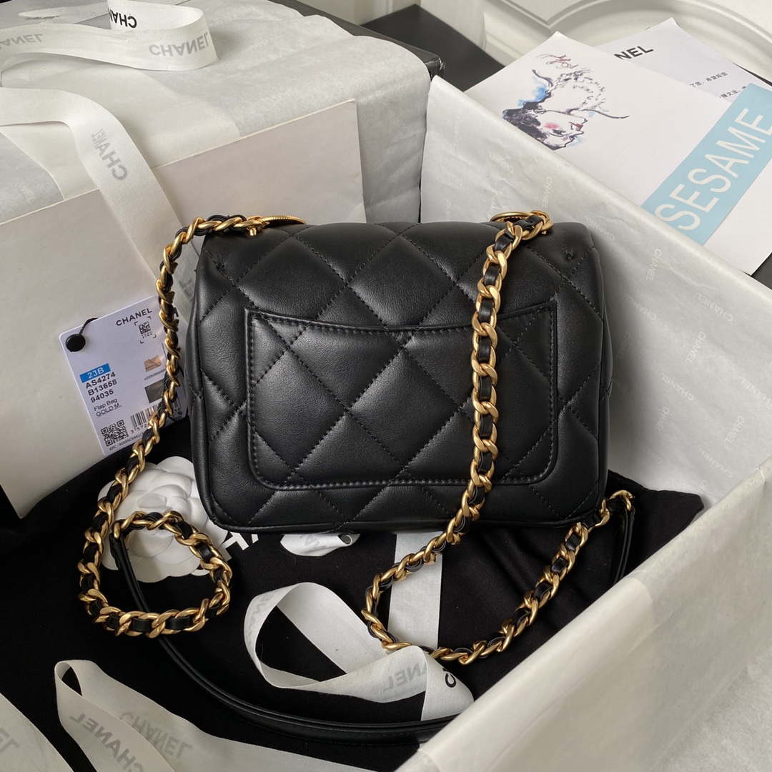 Chanel AS4274 Mini Flap Crossbody Bag Lambskin Black