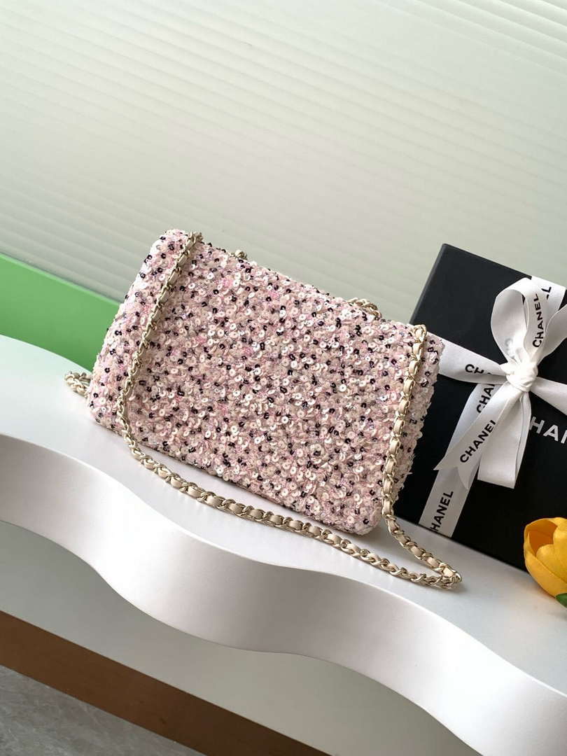 Chanel AS4298 24K Mini Flap Sequin Series CF Apricot Pink - Default Title - View 3