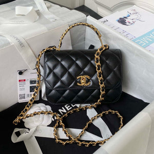 Chanel AS4306 Small Flap bag with Handle Lambskin Black - Default Title - View 1