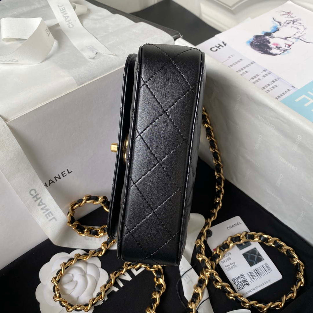 Chanel AS4306 Small Flap bag with Handle Lambskin Black