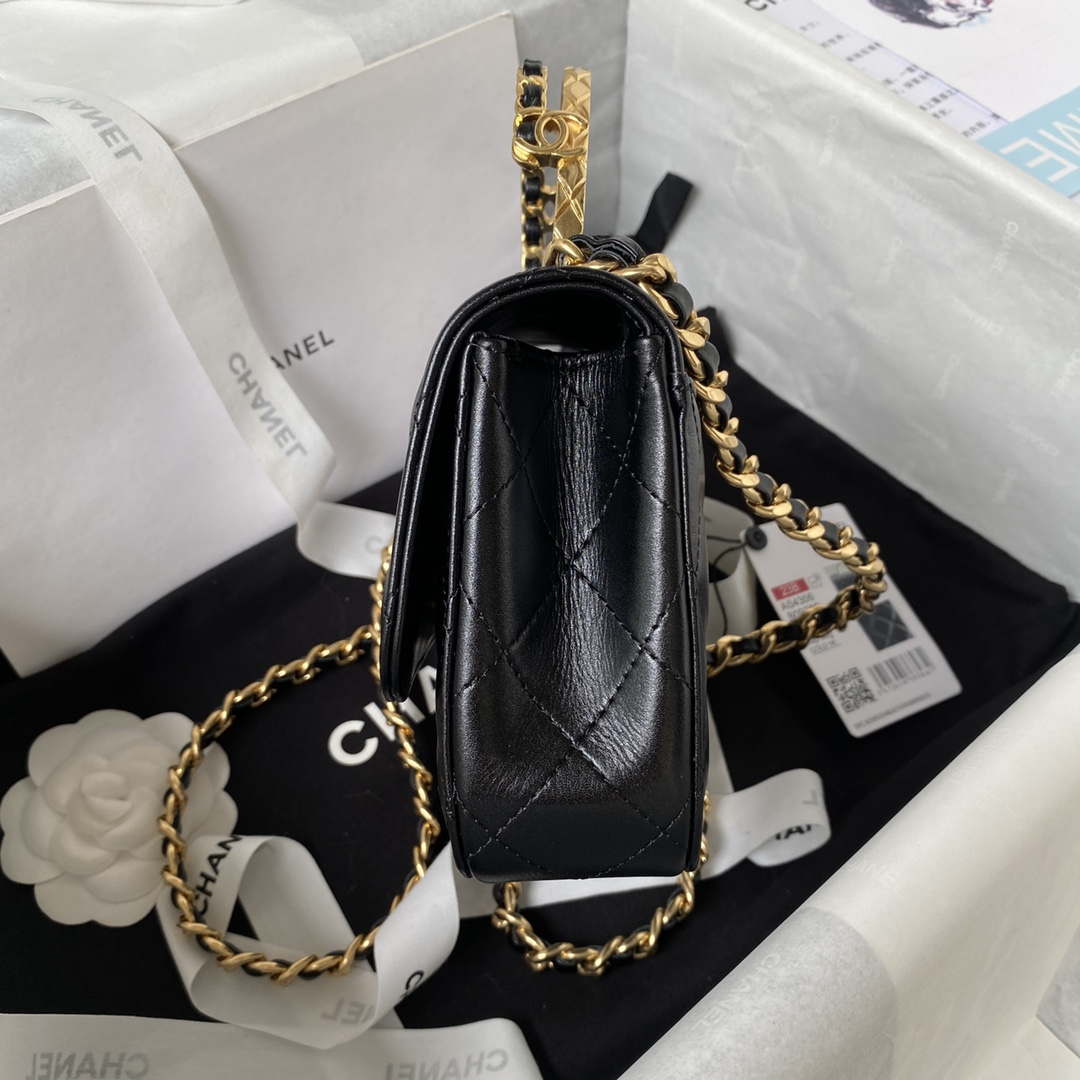 Chanel AS4306 Small Flap bag with Handle Lambskin Black - Default Title - View 6