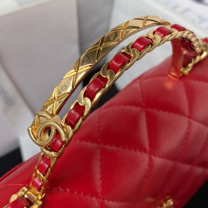 Chanel AS4306 Small Flap bag with Handle Lambskin Red - Default Title - View 4
