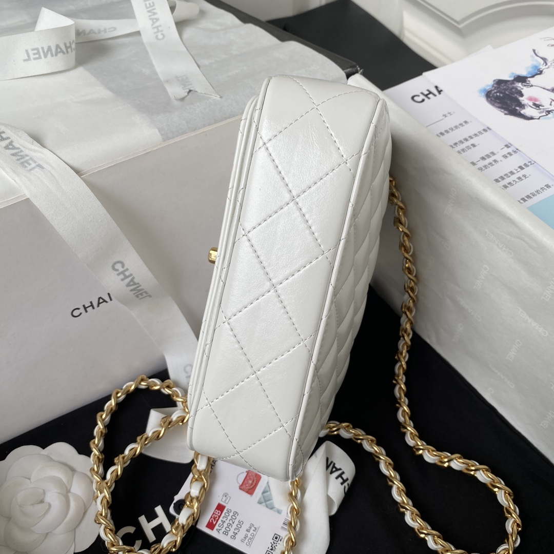Chanel AS4306 Small Flap bag with Handle Lambskin white - Default Title - View 6