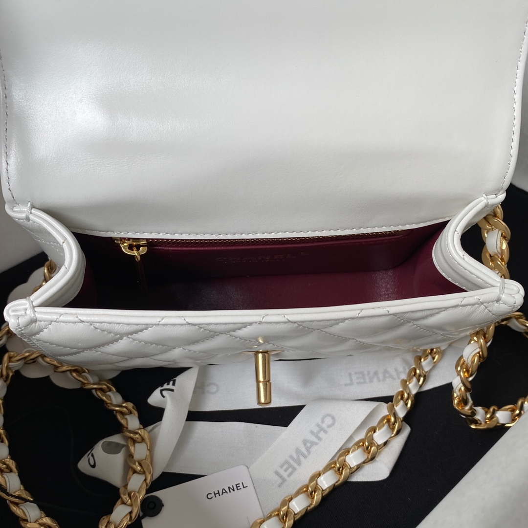Chanel AS4306 Small Flap bag with Handle Lambskin white - Default Title - View 7