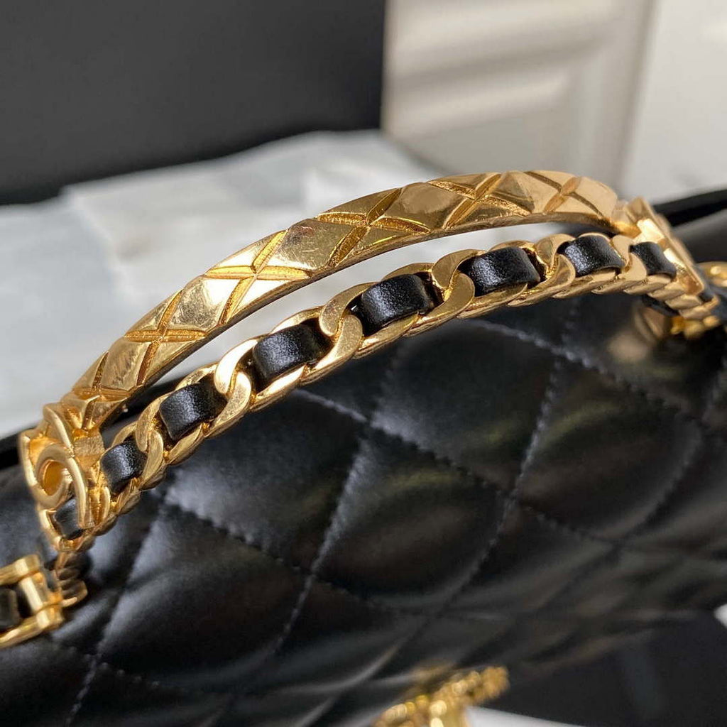 Chanel AS4307 Flap bag with Handle Lambskin Black
