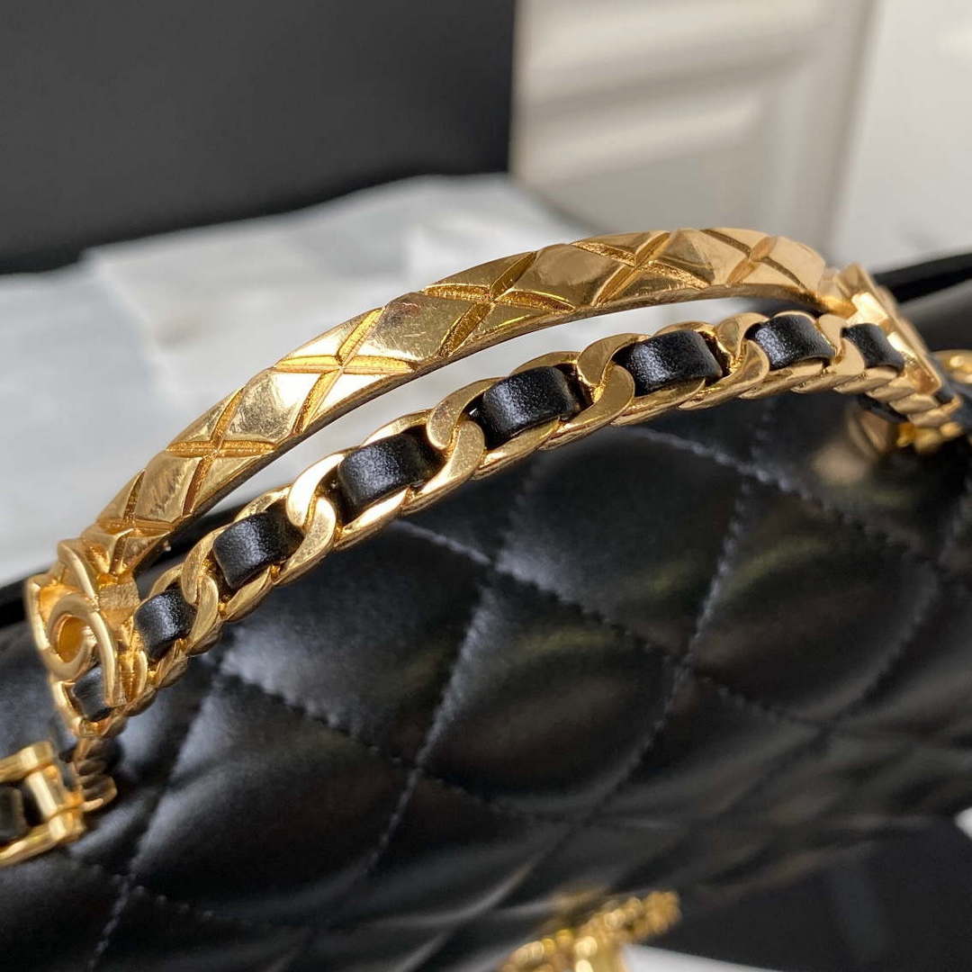 Chanel AS4307 Flap bag with Handle Lambskin Black