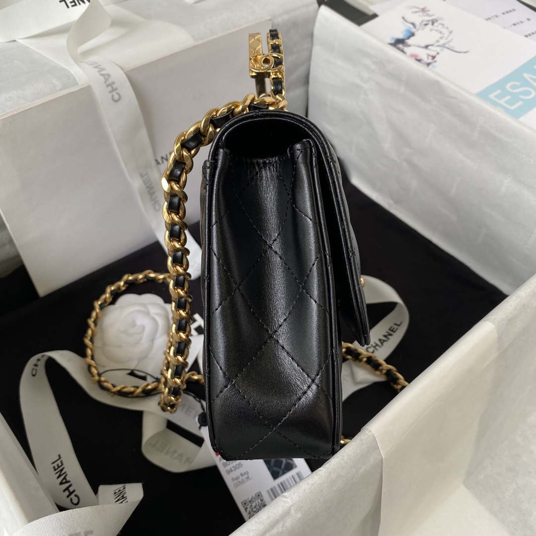 Chanel AS4307 Flap bag with Handle Lambskin Black