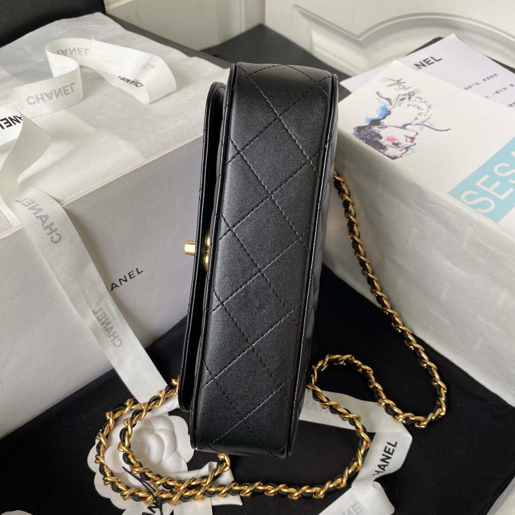Chanel AS4307 Flap bag with Handle Lambskin Black