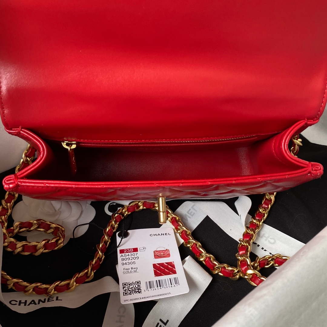 Chanel AS4307 Flap bag with Handle Lambskin Red - Default Title - View 7