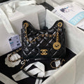 Chanel AS4323 Small Hobo Bag Shiny Crumpled Calfskin Black Gold Metal - Default Title - View 1