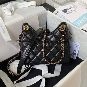 Chanel AS4323 Small Hobo Bag Shiny Crumpled Calfskin Black Gold Metal - Default Title - View 2