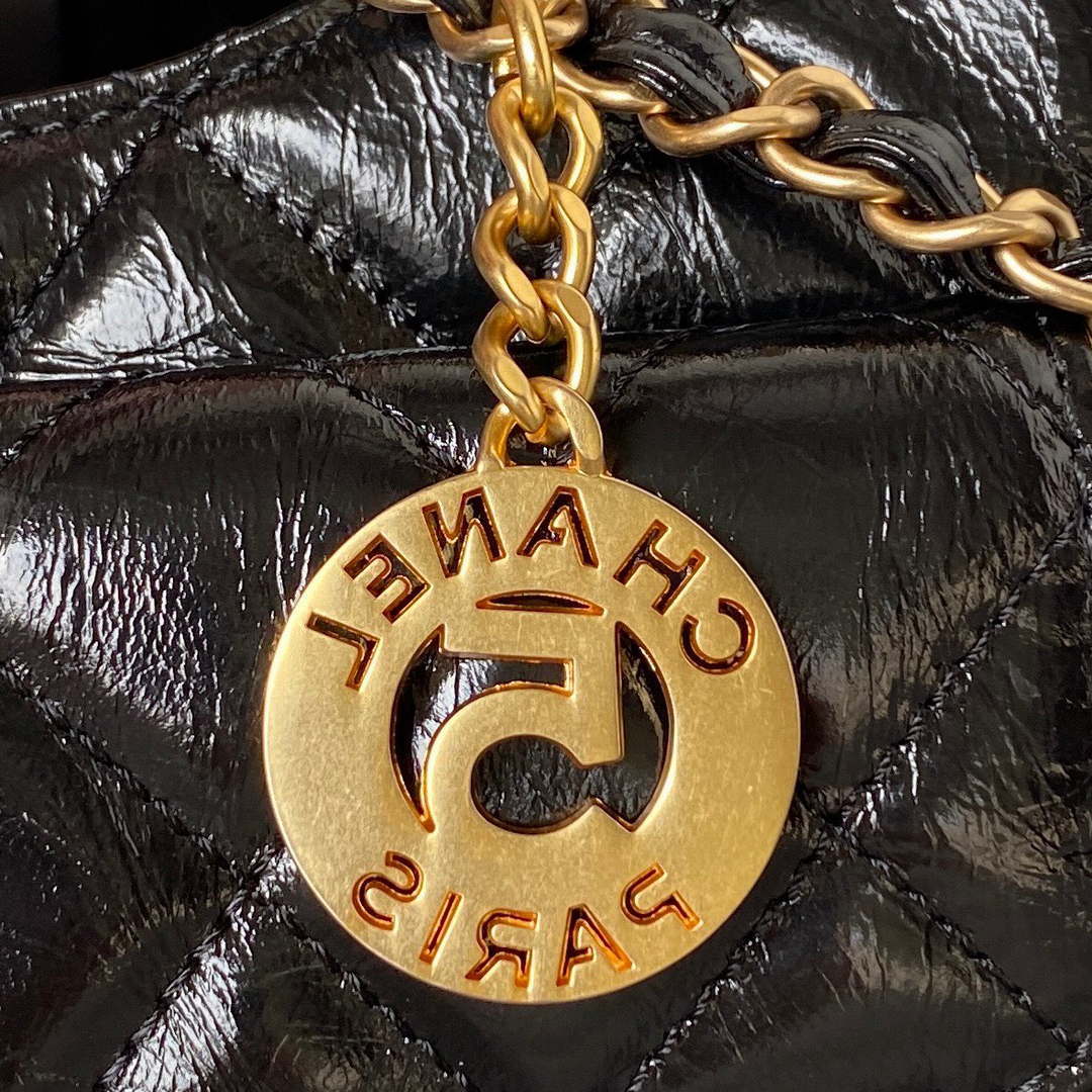 Chanel AS4323 Small Hobo Bag Shiny Crumpled Calfskin Black Gold Metal - Default Title - View 4