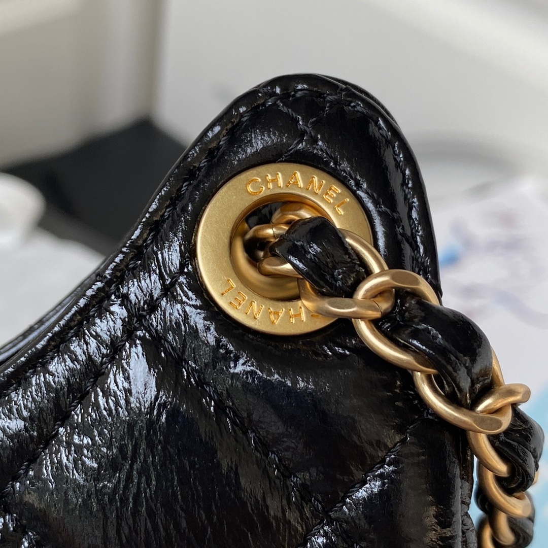 Chanel AS4323 Small Hobo Bag Shiny Crumpled Calfskin Black Gold Metal - Default Title - View 5
