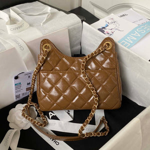 Chanel AS4323 Small Hobo Bag Shiny Crumpled Calfskin Gold Metal Caramel - Default Title - View 2