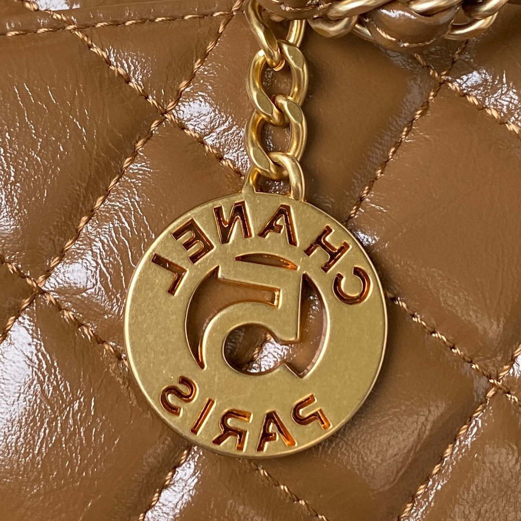 Chanel AS4323 Small Hobo Bag Shiny Crumpled Calfskin Gold Metal Caramel