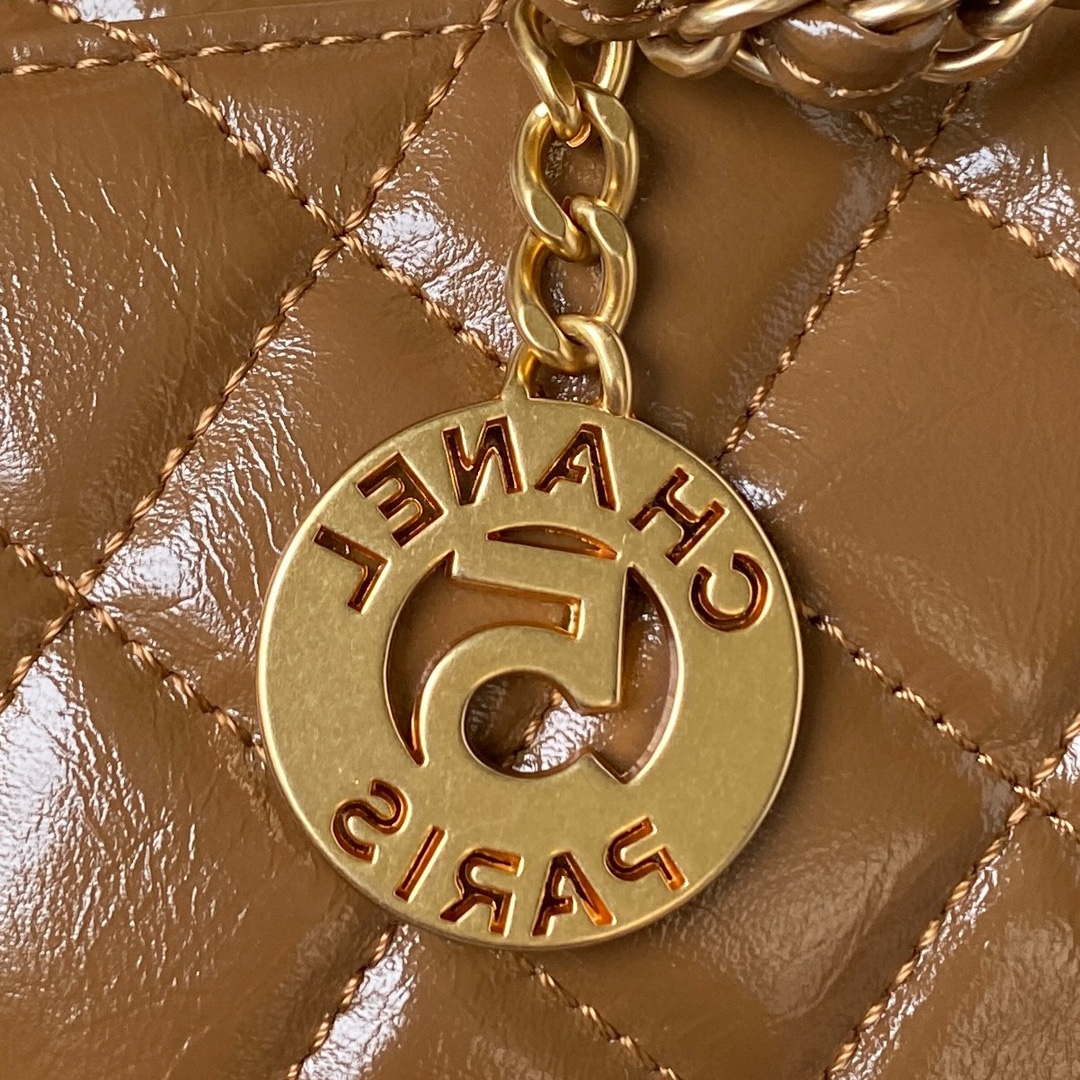Chanel AS4323 Small Hobo Bag Shiny Crumpled Calfskin Gold Metal Caramel - Default Title - View 4