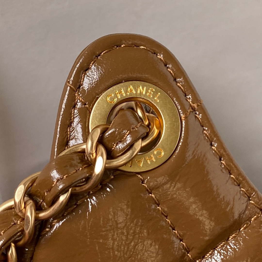 Chanel AS4323 Small Hobo Bag Shiny Crumpled Calfskin Gold Metal Caramel - Default Title - View 5