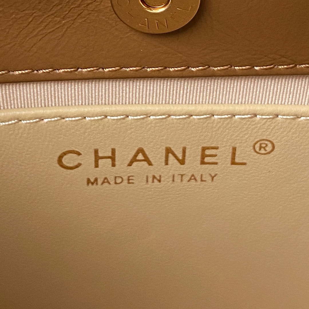 Chanel AS4323 Small Hobo Bag Shiny Crumpled Calfskin Gold Metal Caramel - Default Title - View 8