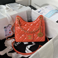 Chanel AS4323 Small Hobo Bag Shiny Crumpled Calfskin Gold Metal Orange - Default Title - View 1