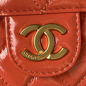 Chanel AS4323 Small Hobo Bag Shiny Crumpled Calfskin Gold Metal Orange - Default Title - View 3