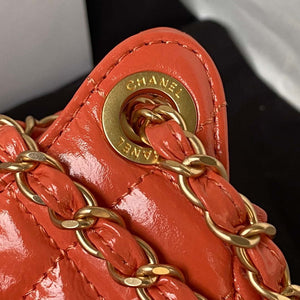 Chanel AS4323 Small Hobo Bag Shiny Crumpled Calfskin Gold Metal Orange - Default Title - View 4