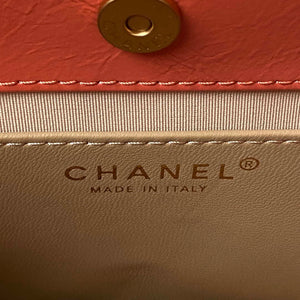 Chanel AS4323 Small Hobo Bag Shiny Crumpled Calfskin Gold Metal Orange - Default Title - View 8