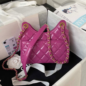 Chanel AS4323 Small Hobo Bag Shiny Crumpled Calfskin Gold Metal Purple - Default Title - View 2