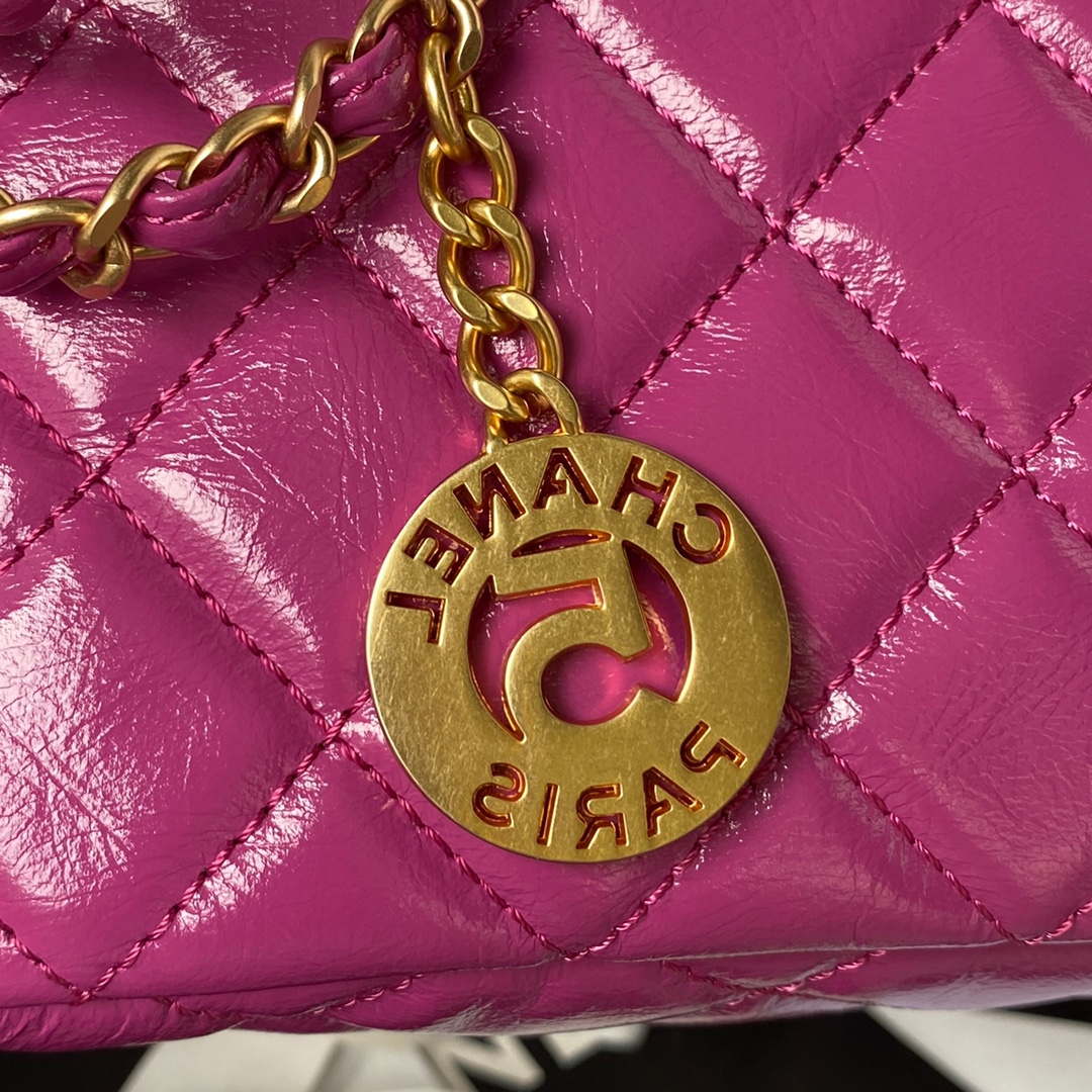 Chanel AS4323 Small Hobo Bag Shiny Crumpled Calfskin Gold Metal Purple - Default Title - View 4