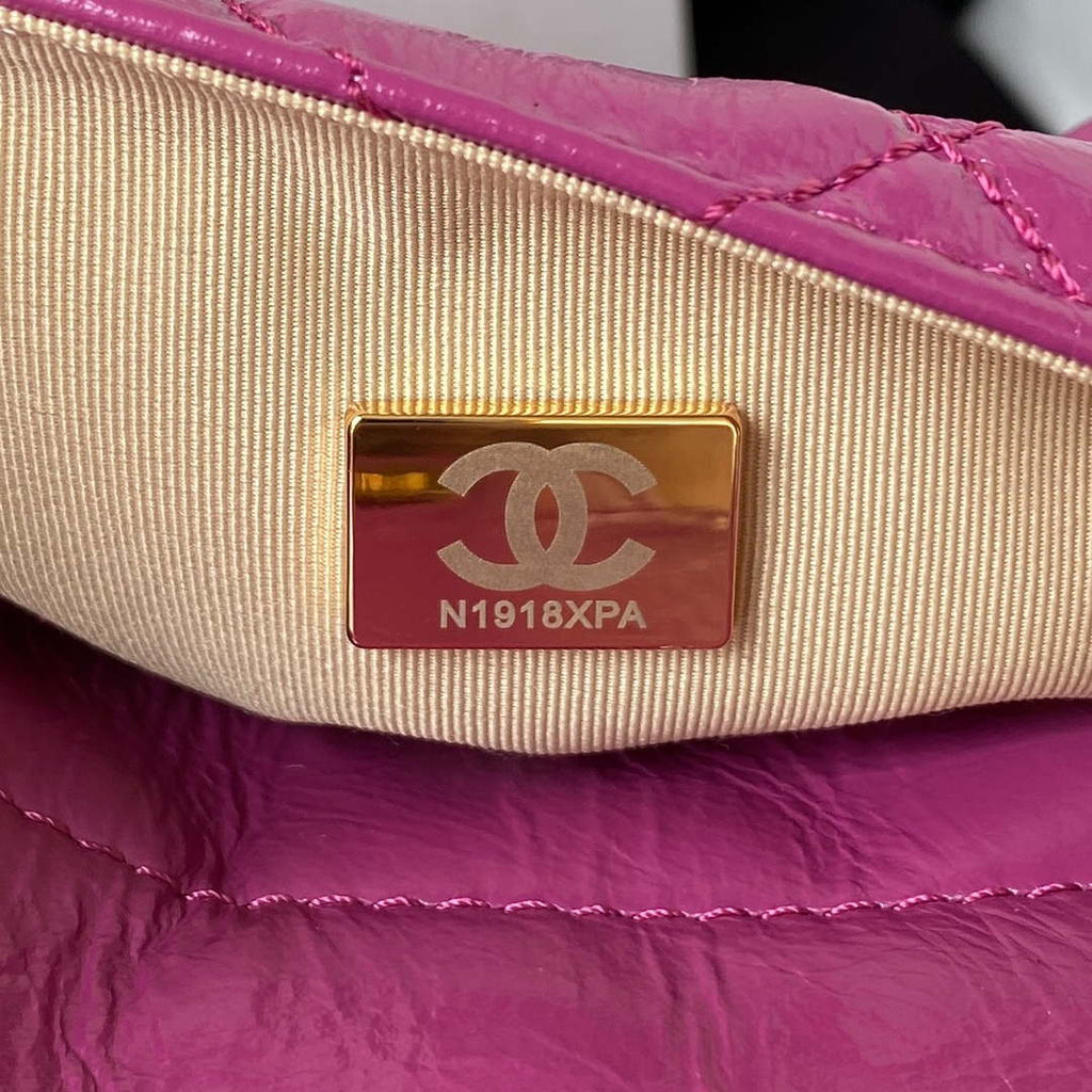 Chanel AS4323 Small Hobo Bag Shiny Crumpled Calfskin Gold Metal Purple