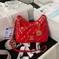 Chanel AS4323 Small Hobo Bag Shiny Crumpled Calfskin Gold Metal Red - Default Title - View 1