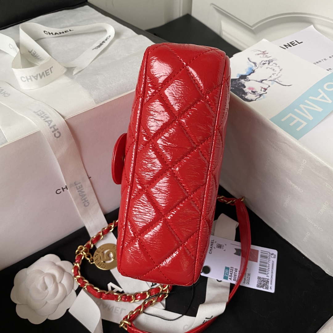 Chanel AS4323 Small Hobo Bag Shiny Crumpled Calfskin Gold Metal Red - Default Title - View 6