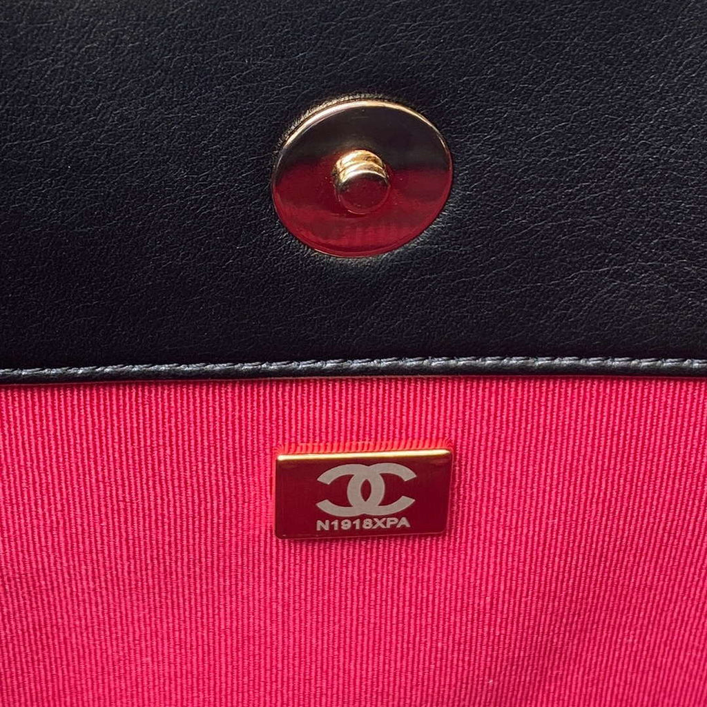 Chanel AS4359 Shopping Bag Shiny Lambskin Gold Metal Black