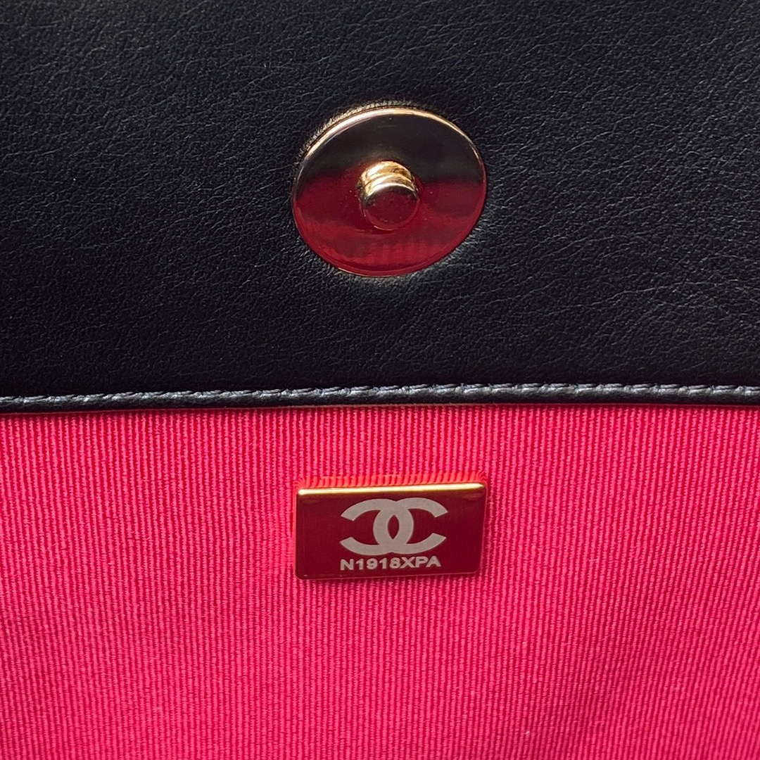 Chanel AS4359 Shopping Bag Shiny Lambskin Gold Metal Black