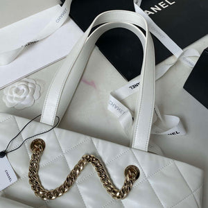 Chanel AS4359 Shopping Bag Shiny Lambskin Gold Metal White - Default Title - View 4