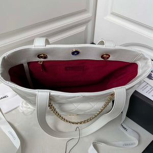Chanel AS4359 Shopping Bag Shiny Lambskin Gold Metal White - Default Title - View 5