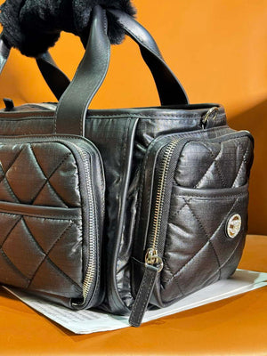 Chanel AS4364 Large Bowling Bag Nylon & Silver-Tone Metal Black - Default Title - View 3