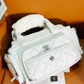 Chanel AS4364 Large Bowling Bag Nylon & Silver-Tone Metal White - Default Title - View 1