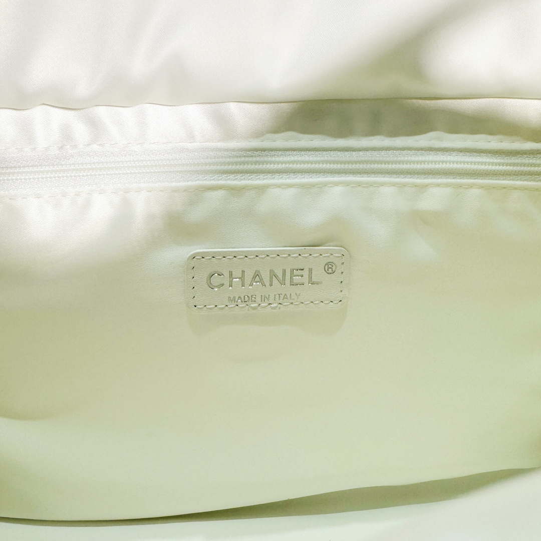 Chanel AS4364 Large Bowling Bag Nylon & Silver-Tone Metal White - Default Title - View 7