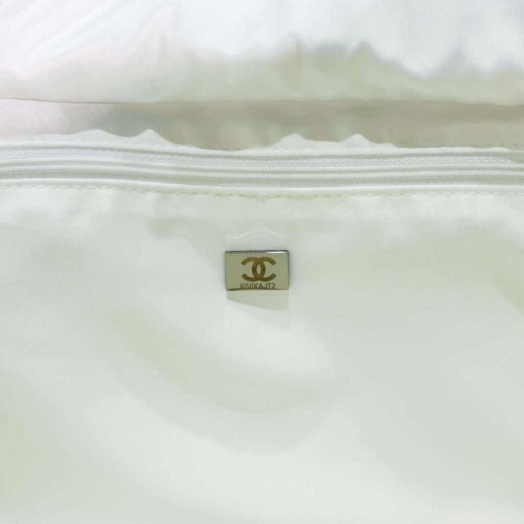 Chanel AS4364 Large Bowling Bag Nylon & Silver-Tone Metal White