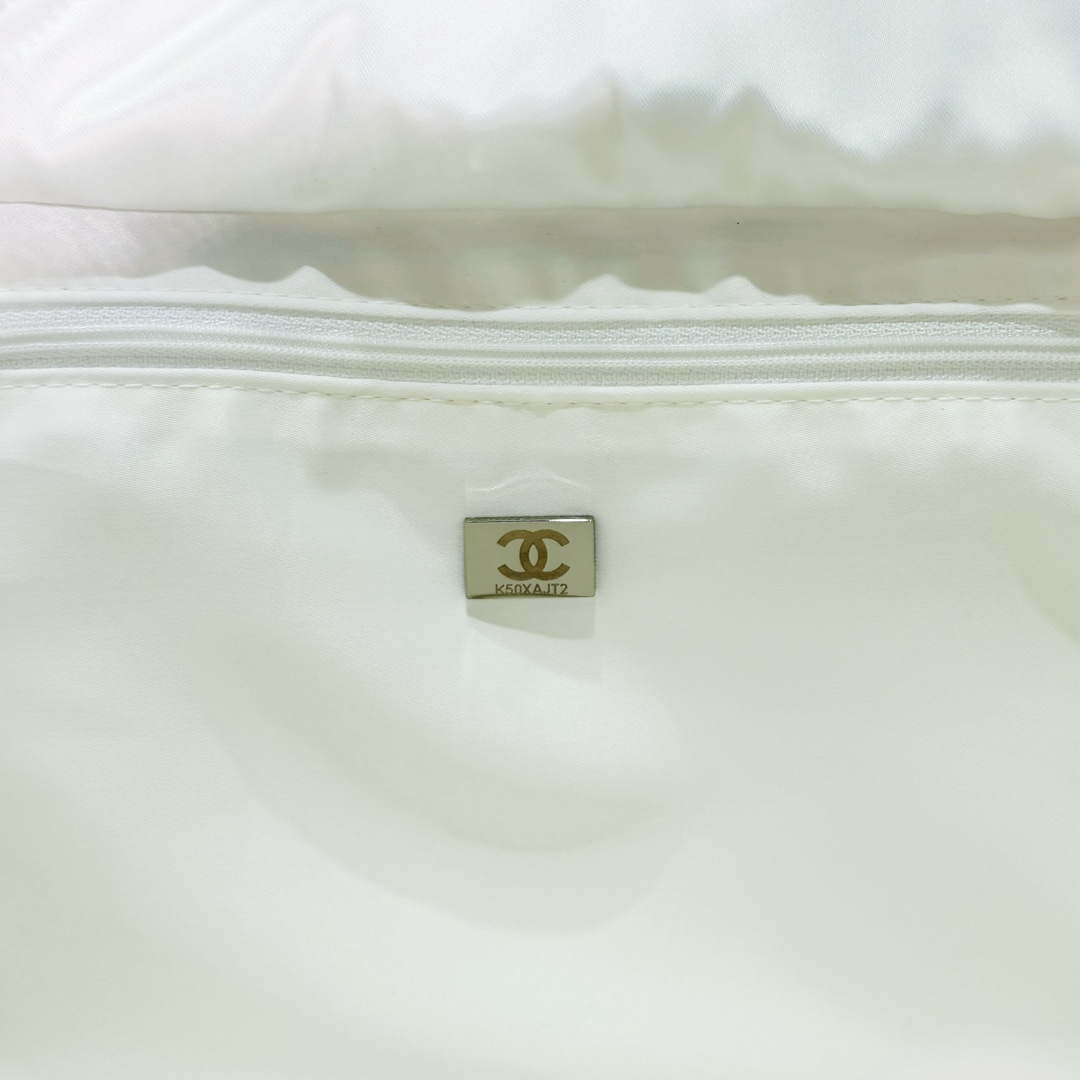 Chanel AS4364 Large Bowling Bag Nylon & Silver-Tone Metal White