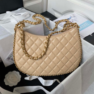 Chanel AS4368 Large HOBO Bag Shiny Crumpled Lambskin & Gold-Tone Metal Apricot - Default Title - View 2