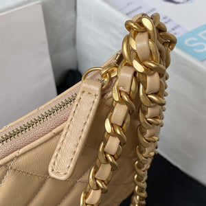 Chanel AS4368 Large HOBO Bag Shiny Crumpled Lambskin & Gold-Tone Metal Apricot - Default Title - View 4