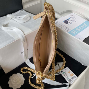 Chanel AS4368 Large HOBO Bag Shiny Crumpled Lambskin & Gold-Tone Metal Apricot - Default Title - View 6